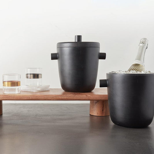 BLACK WOOD ICE BUCKET
