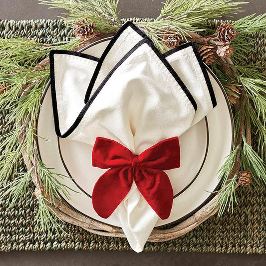 VELVET BOW NAPKIN TIES-RED