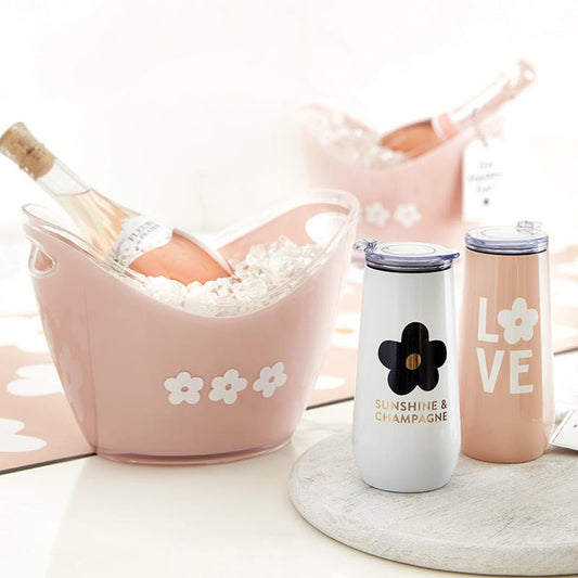 ACRYLIC BEC BUCKET-FLOWERS WHITE