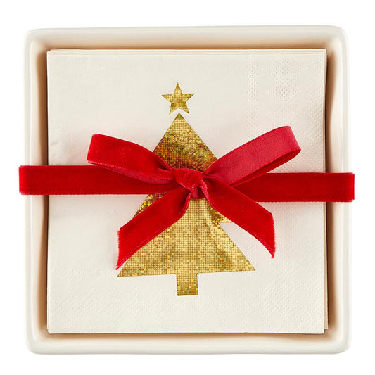 NAPKIN TRAY+GOLD GLITTER TREE