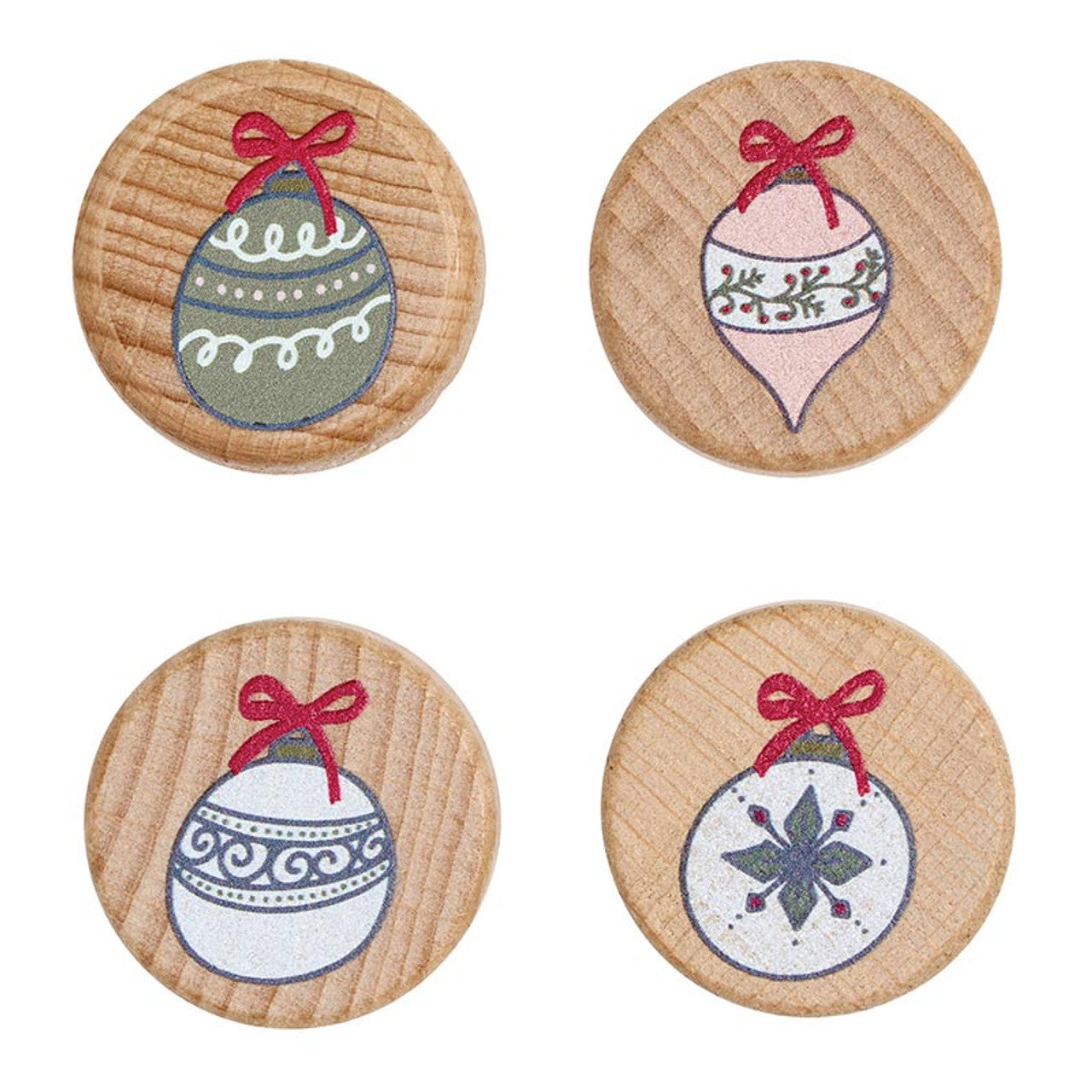 WOOD BOTTLE STOPPERS SET OF 4 -ORNAMENTS