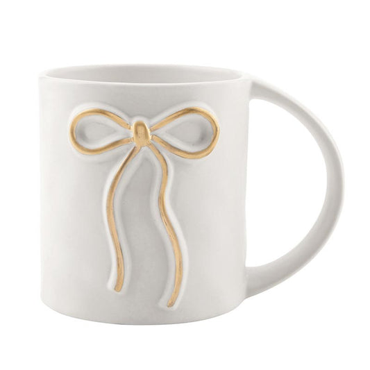 WIDE HANDLE BOW MUG- GOLD BOW