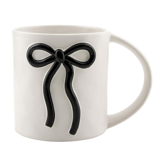 WIDE HANDLE BOW MUG- BLACK BOW