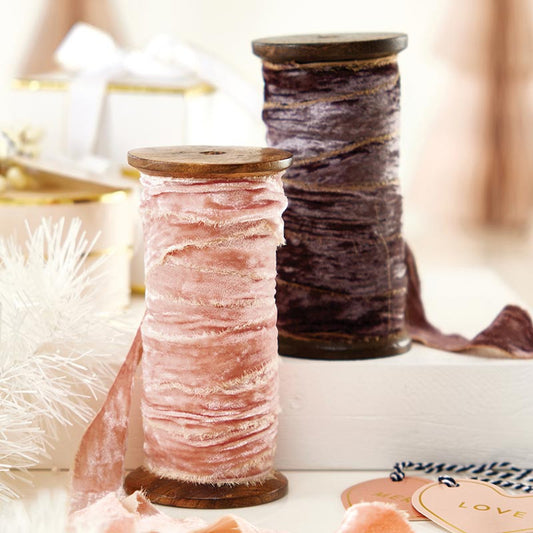 LIGHT BROWN FRAYED VELVET SPOOL 10 YD