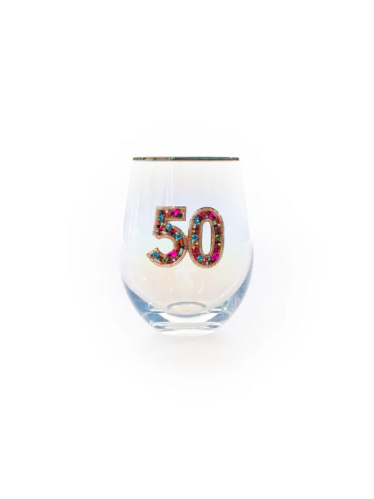 STEMLESS WINE GLASS BEADED 50