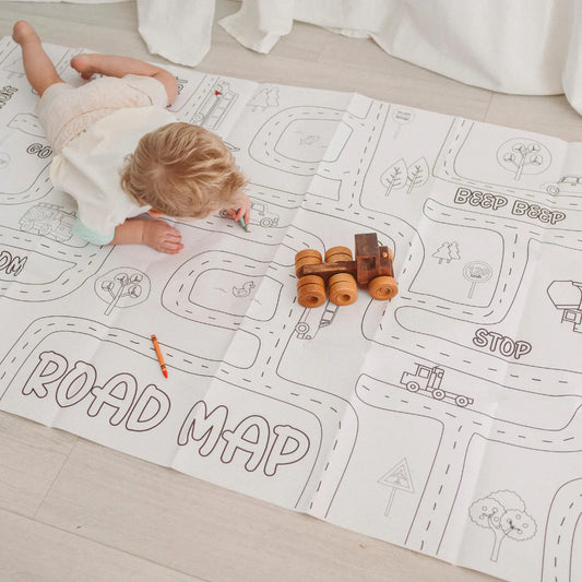 ROAD MAP COLORING TABLECLOTH