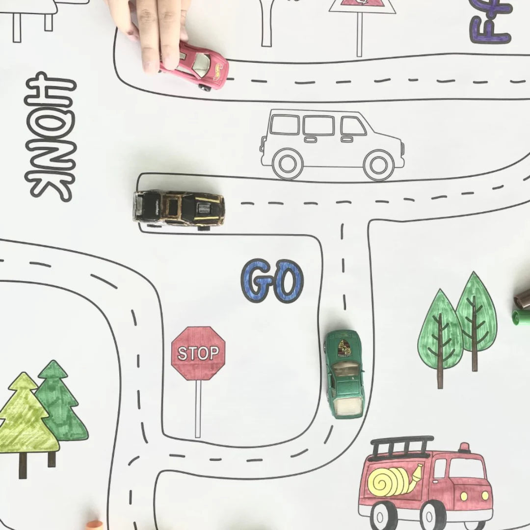 ROAD MAP COLORING TABLECLOTH
