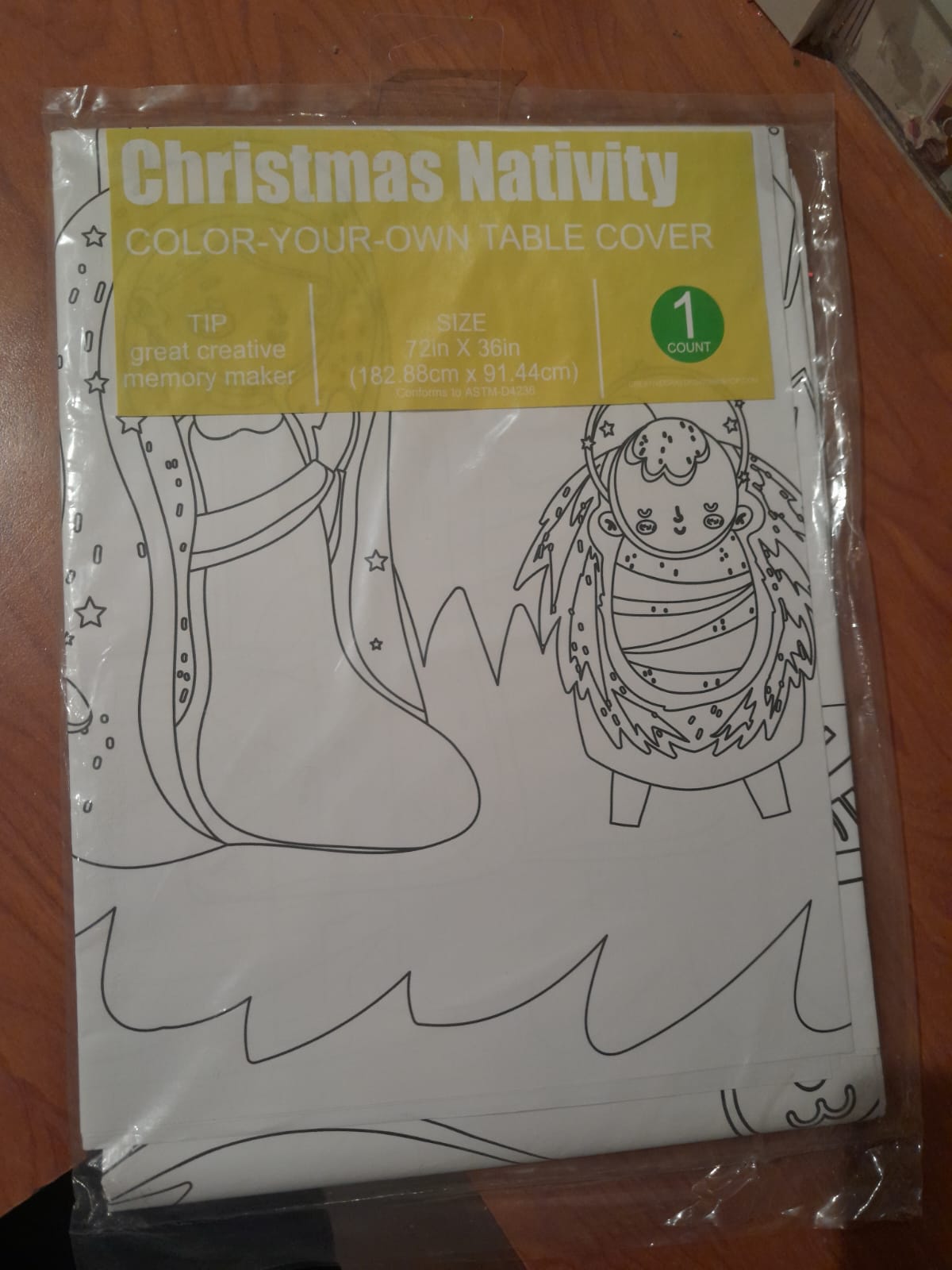 CHRISTMAS NATIVITY  COLORING TABLECLOTH