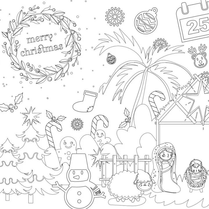 CHRISTMAS NATIVITY  COLORING TABLECLOTH