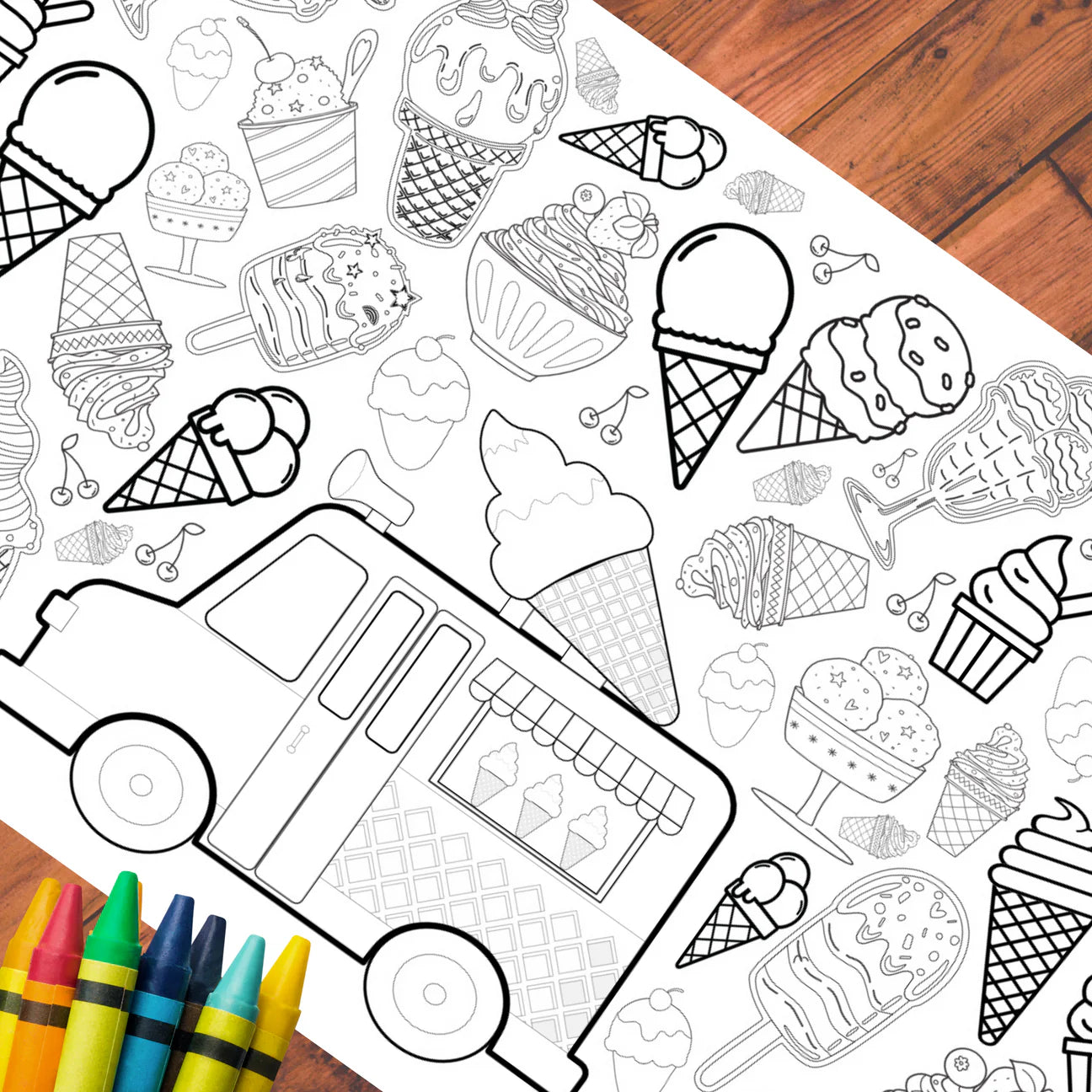 ICE CREAM COLORING TABLECLOTH