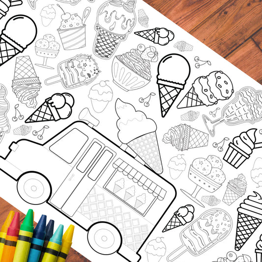 ICE CREAM COLORING TABLECLOTH
