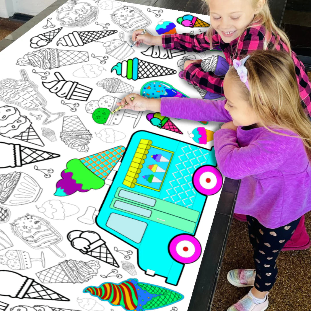 ICE CREAM COLORING TABLECLOTH
