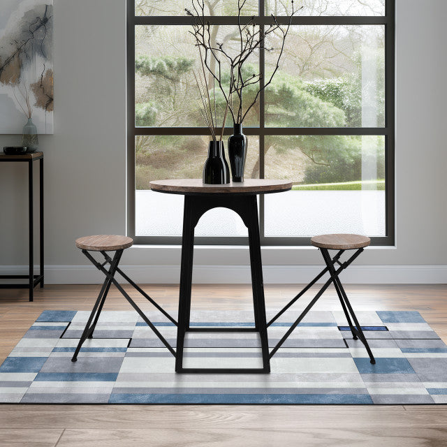 METAL WOOD 41" TABLE WITH FOLDING CHAIRS