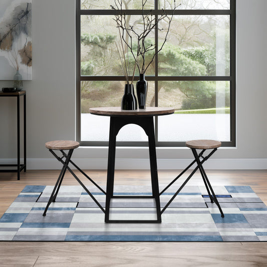 METAL WOOD 41" TABLE WITH FOLDING CHAIRS