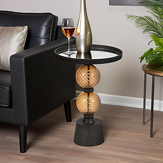 METAL 22" ORB SIDE TABLE MIRROR TOP