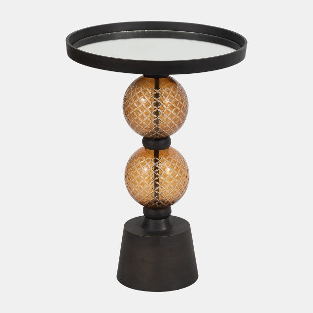 METAL 22" ORB SIDE TABLE MIRROR TOP