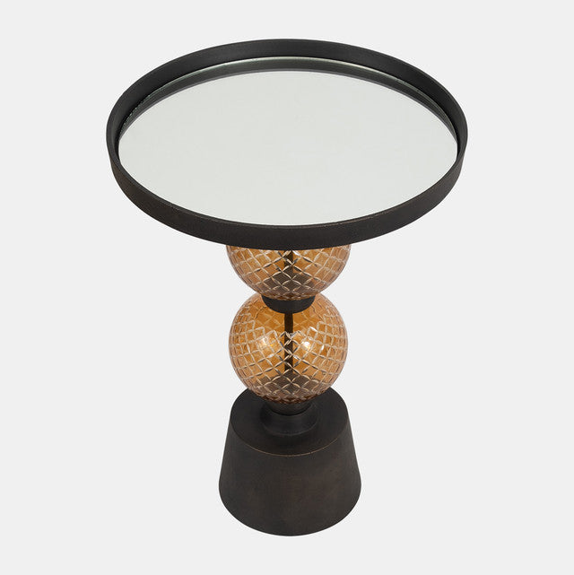METAL 22" ORB SIDE TABLE MIRROR TOP