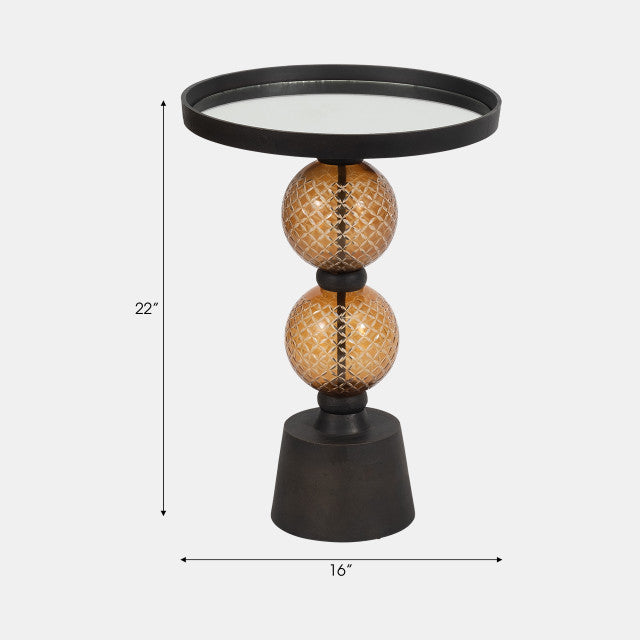 METAL 22" ORB SIDE TABLE MIRROR TOP