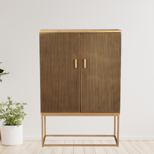 WOOD BAR 55" 2-DOOR CABINET GOLD