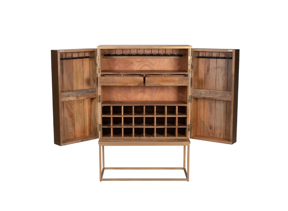 WOOD BAR 55" 2-DOOR CABINET GOLD