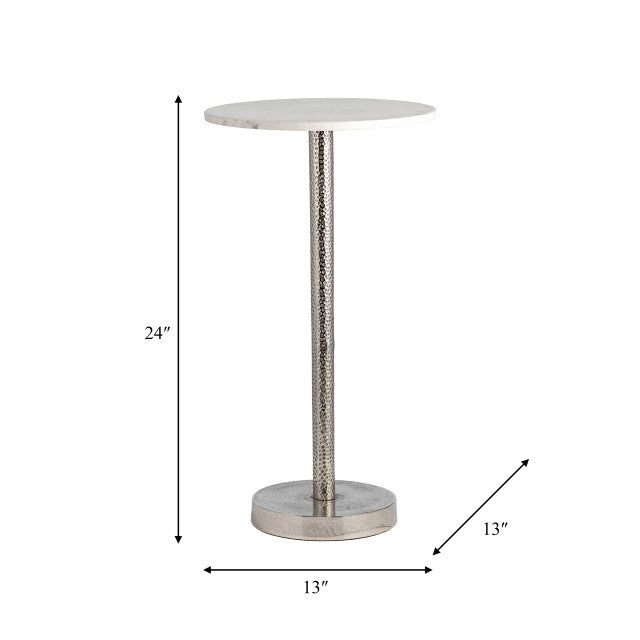 METAL 24" ROUND DRINK TABLE FLAT BASE SILVER