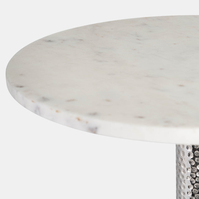 METAL 24" ROUND DRINK TABLE FLAT BASE SILVER