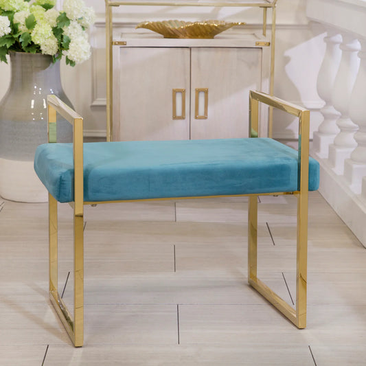 VELVETEEN BENCH, GOLD/TEAL