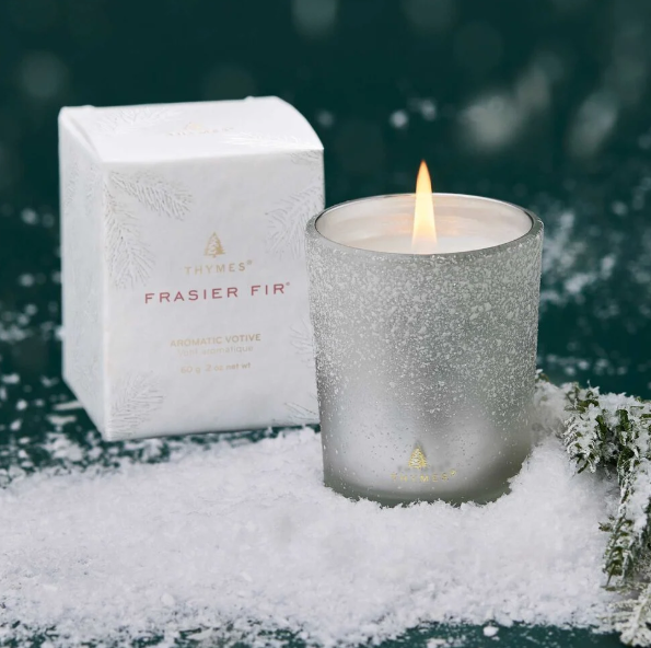 FRASIER FIR FLOCKED VOTIVE CANDLE 2 OZ