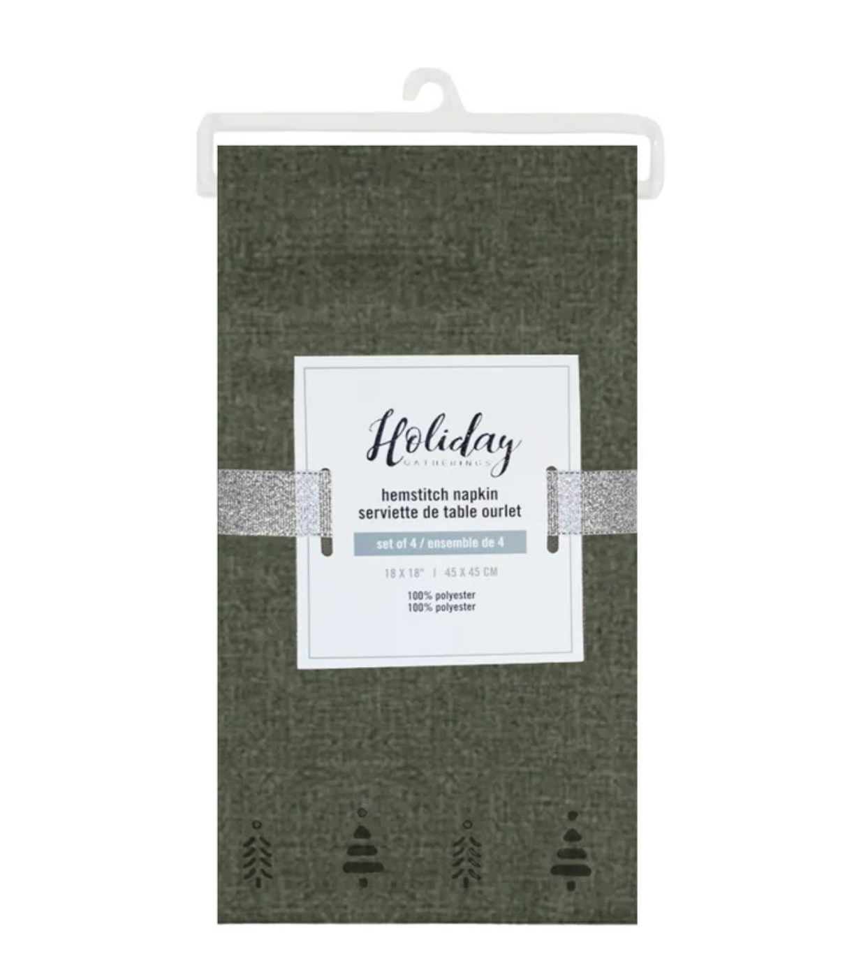 TREE HEMSTITCH NAPKINS (4): FOREST GREEN