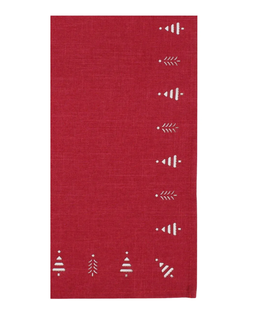 TREE HEMSTITCH NAPKINS: RED (4)