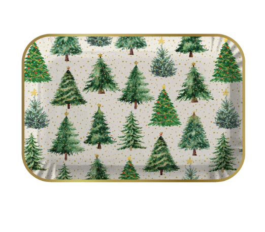 PLATOS DE PAPEL PLATTER - CONFETTI TREES (8)