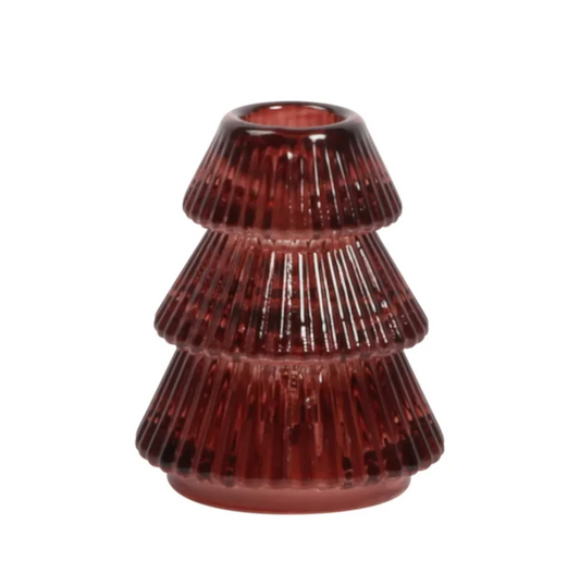TREE SHAPE CANDLE HOLDER: SMALL RED