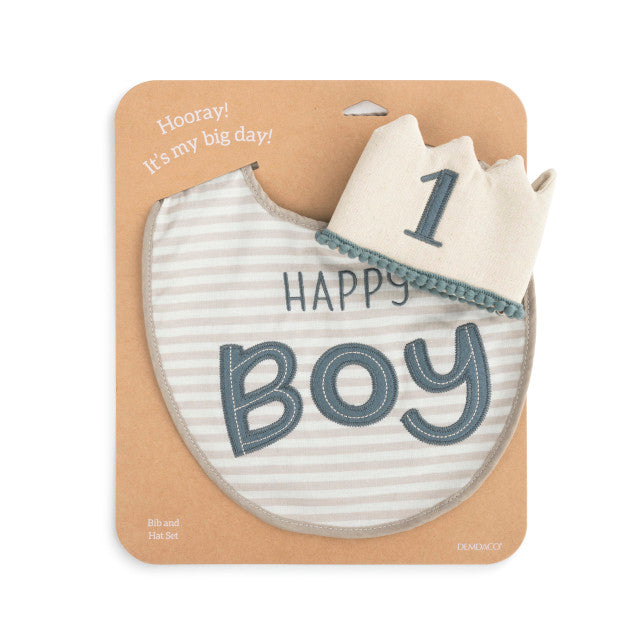 HAT & BIB SET 1ST BIRTHDAY BOY