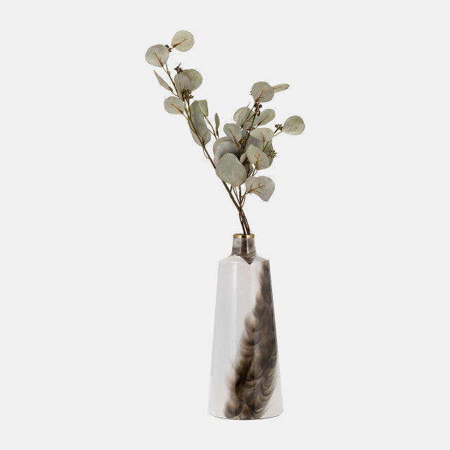 15" VASE WHITE & GOLD