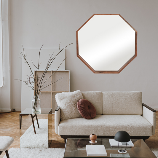 WOOD 30'' X 30'' OCTAGON SHAPED MIRROR