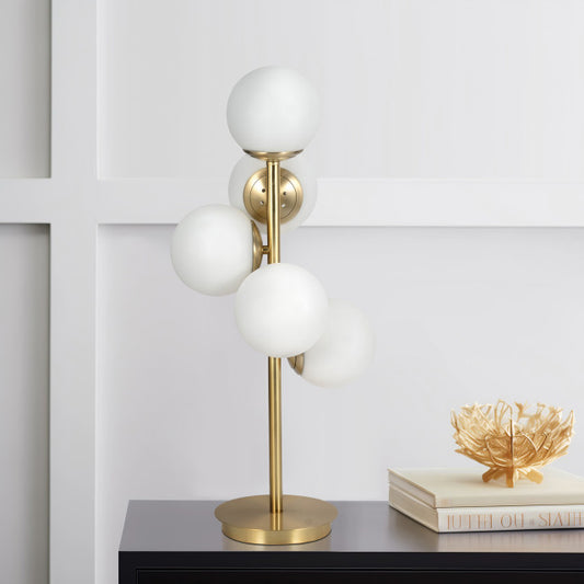 GLASS 26" FROSTED GLOBE TABLE LAMP GOLD