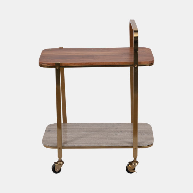 MARBLE SHELF BAR CART GOLD