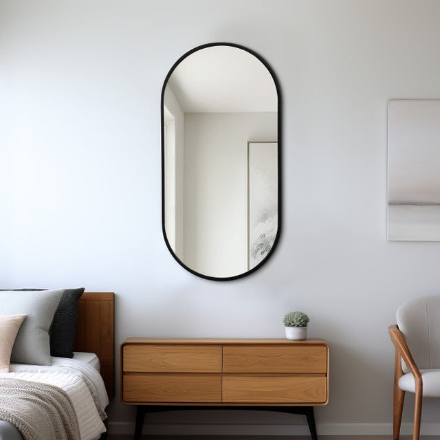 METAL 20'' X 40'' CAPSULE MIRROR BLACK