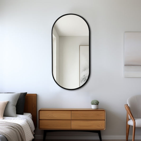 METAL 20'' X 40'' CAPSULE MIRROR BLACK