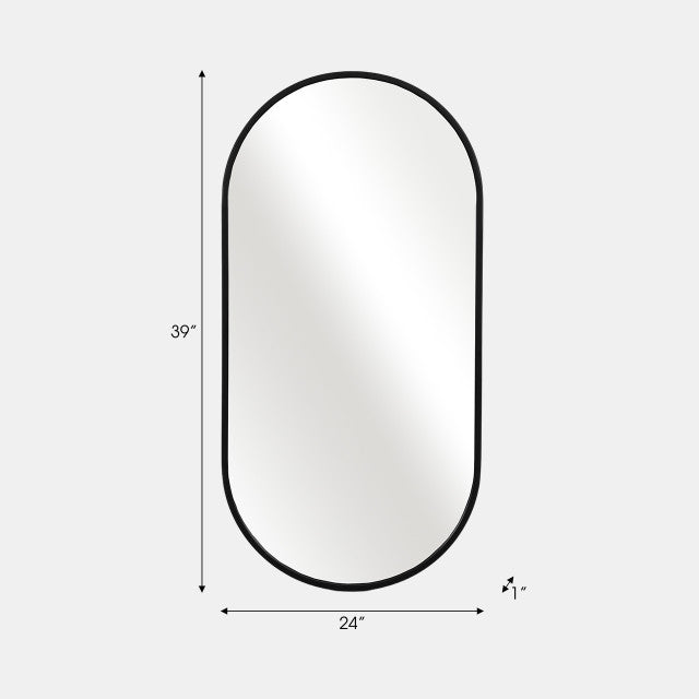 METAL 20'' X 40'' CAPSULE MIRROR BLACK