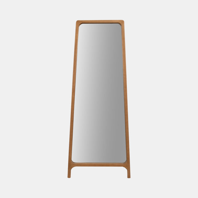 FLOOR MIRROR ON STAND, NATURAL WOOD