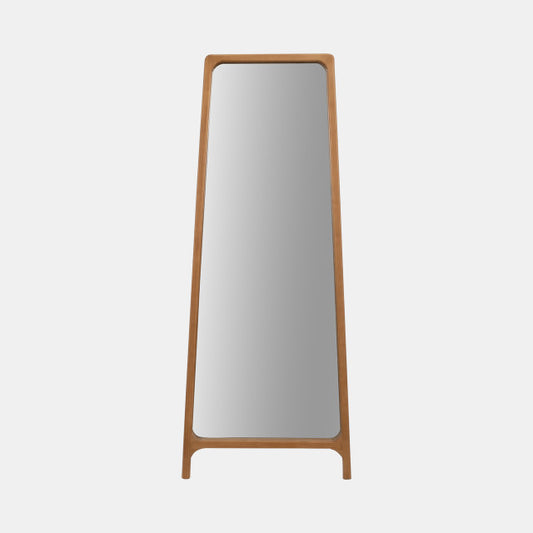 FLOOR MIRROR ON STAND, NATURAL WOOD