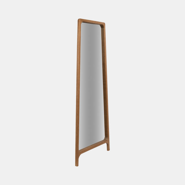 FLOOR MIRROR ON STAND, NATURAL WOOD