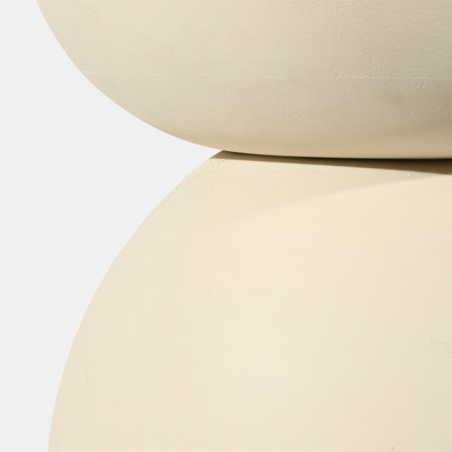 WOOD SPHERE ACCENT TABLE  ANTIQUE WHITE