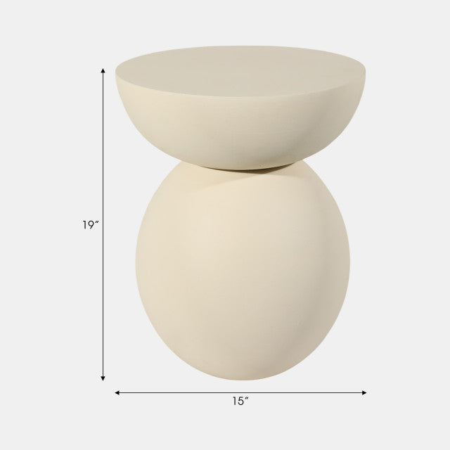 WOOD SPHERE ACCENT TABLE  ANTIQUE WHITE