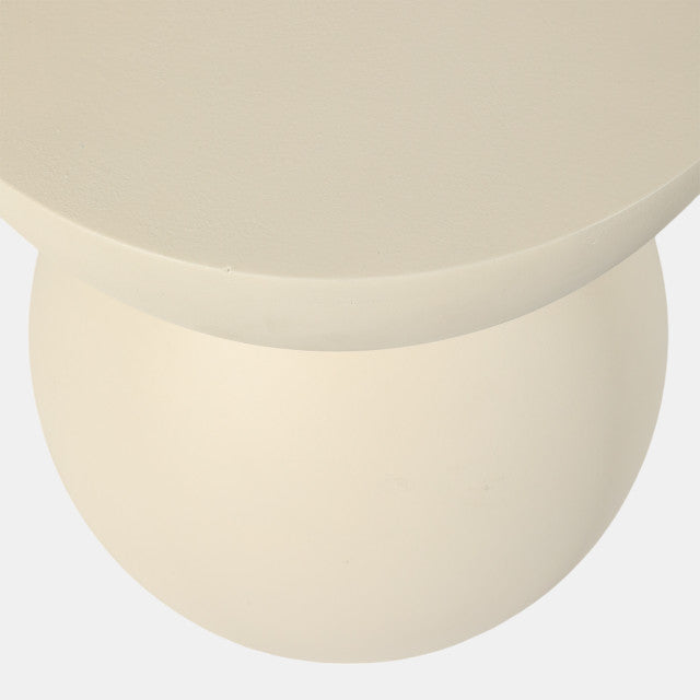 WOOD SPHERE ACCENT TABLE  ANTIQUE WHITE