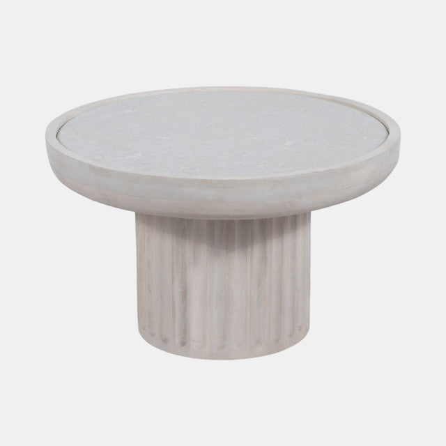 CARVED WOOD BASE MARBLE TOP