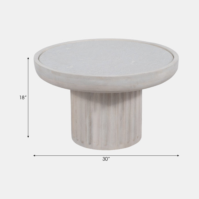 CARVED WOOD BASE MARBLE TOP