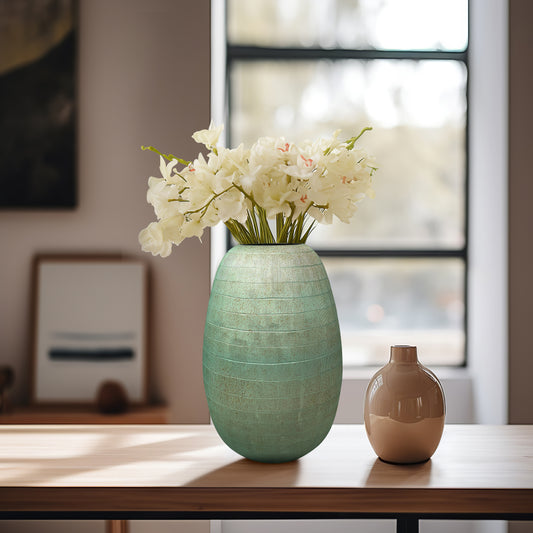 14'' SERENITY GLASS VASE GREEN