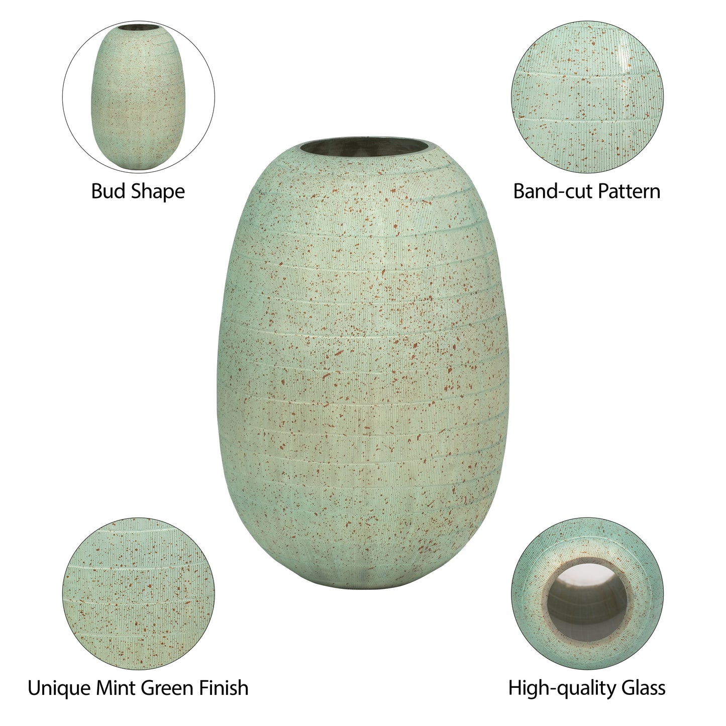 14'' SERENITY GLASS VASE GREEN